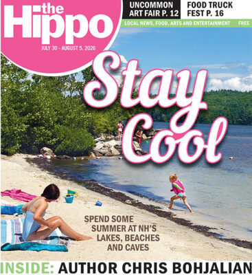 cover of Hippo showing woman sitting on lakeside beach watching young girl run along shoreline