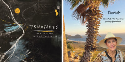 album covers for New England Jazz Collaborative, Tributaries and Sharon Katz & The Peace Train, Desert Air
