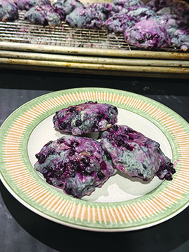 Blueberry cookies with lemon and lavender glaze