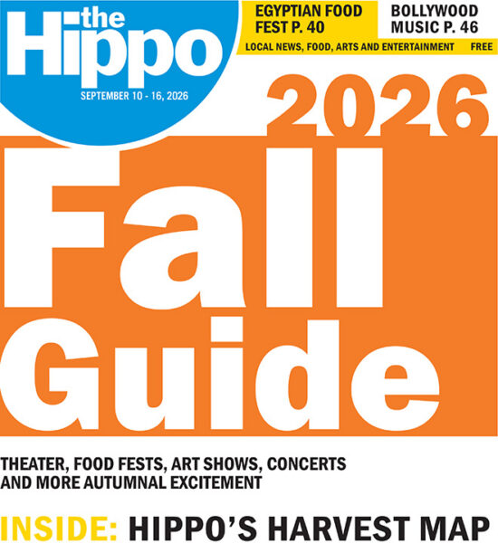 frontpage of Hippo with white letters inside orange background, spelling Fall Guide