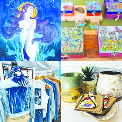 collage of images of 2D and 3D artwork